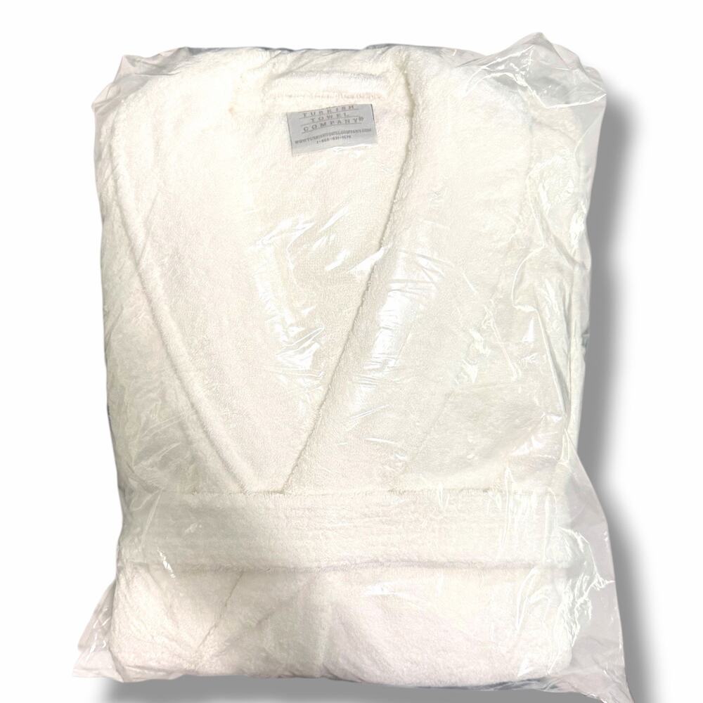 New Sealed Turkish Towel Company Robe Plush White Heavy Terry Cloth One Size - Picture 1 of 4